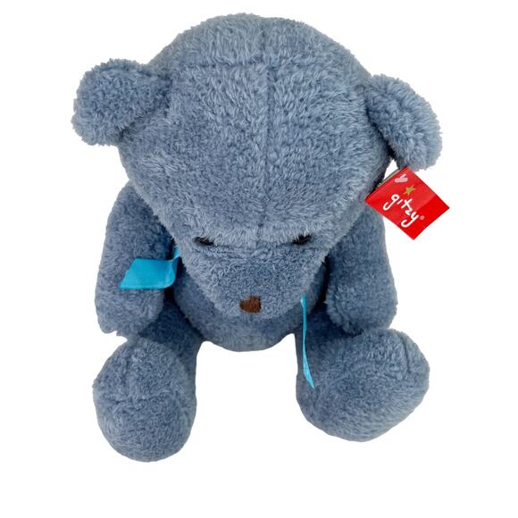 Gitzy Blue Teddy Bear Polka Dot Ribbon 160120 9.5" New - Picture 9 of 10